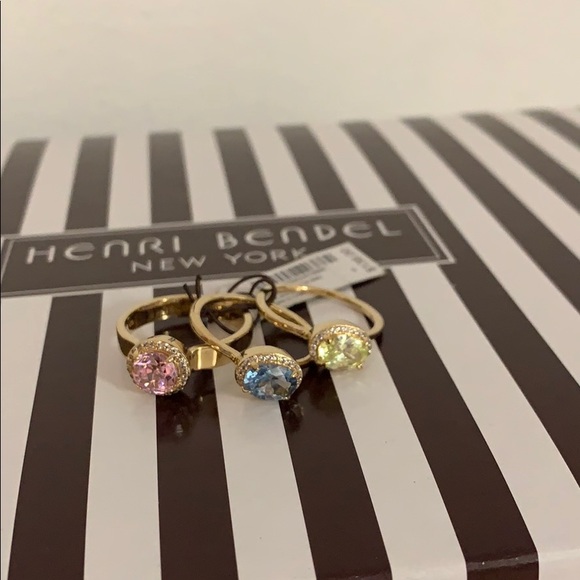 NWT HENRI BENDEL SWAROVSKI CRYSTAL RINGS x3 - Picture 3 of 5